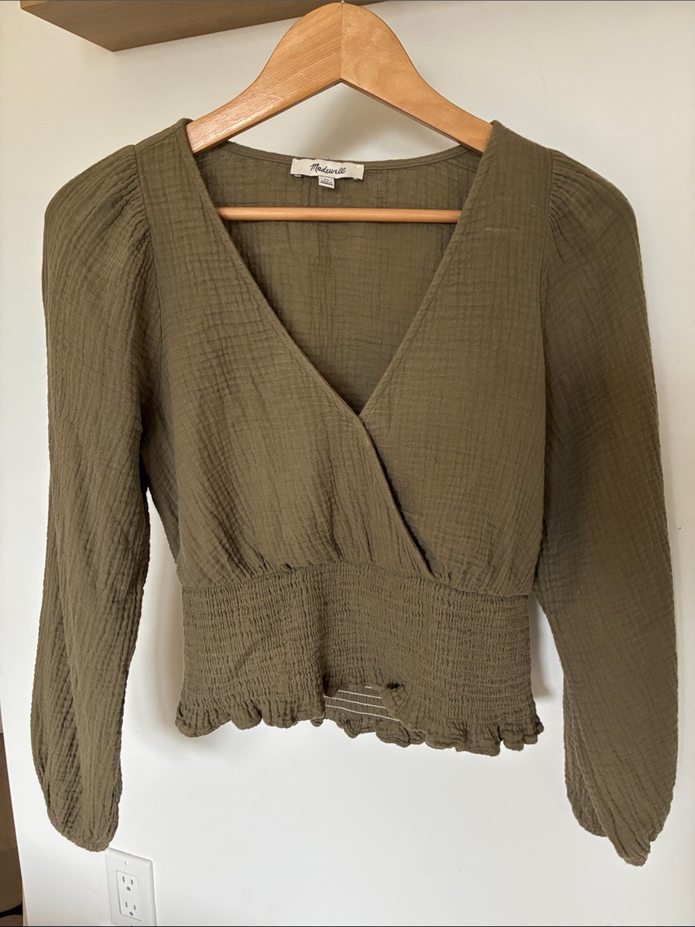 Madewell Olive Green Cropped Blouse